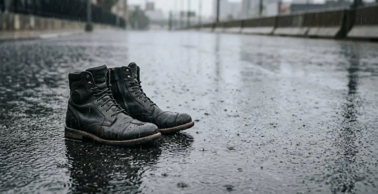 Bottes de moto professionnelles étanches en situation de conduite sous forte pluie